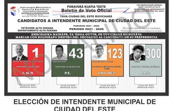 El TSJE divulgó el modelo oficial del boletín que utilizarán los más de 237.000 electores  en Ciudad del Este.