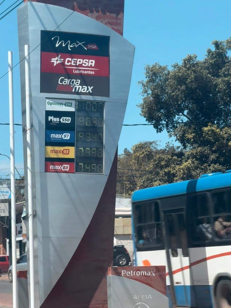 Los nuevos precios de combustible en una estación de servicio de Petromax.