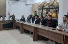 La conferencia de prensa de esta mañana en la Gobernación de Alto Paraná.