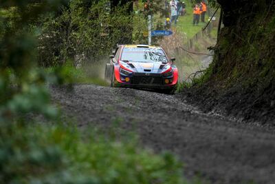 El Hyundai I20 N Rally 1 del estonio Ott Tanak en el Rally de Nueva Zelanda, la undécima carrera del Mundial de Rally.