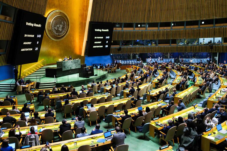 Unos 143 países votaron el pasado viernes por que la Asamblea General de la ONU reconsidere la integración de Palestina como Estado de pleno derecho.