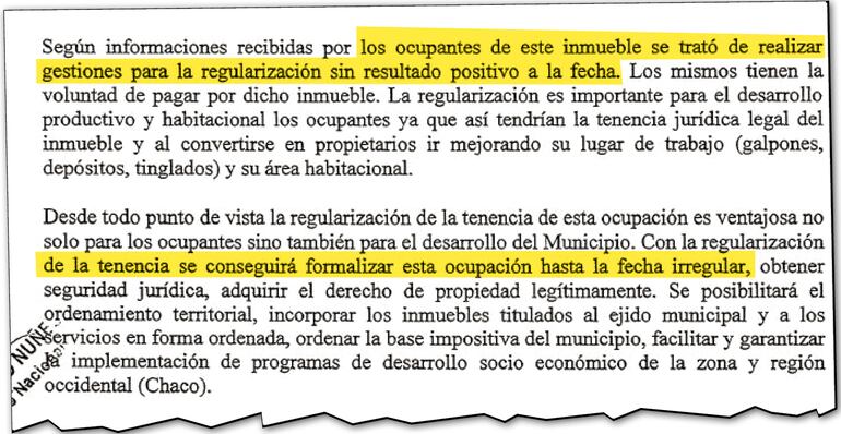 Parte de los motivos expuesto por los proyectistas para la desafectación de la fracción de 121 ha.