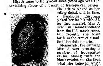 Joyce Haber, “Miss A Rates as Expectant Mother“, Los Angeles Times, 19/05/1970.