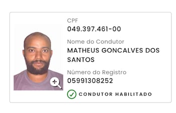 Ficha digital del brasileño Matheus Goncalves Dos Santos, abatido hoy por la Policía Nacional en Ybyrarobaná.