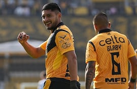 Luis Enrique Riveros Valenzuela (28 años), después de marcar su gol para el Coquimbo Unido.