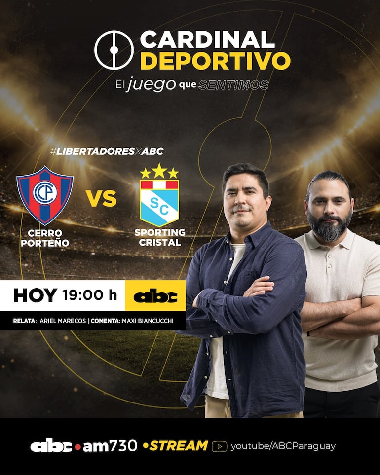 Cerro Porteño y Sporting Cristal en la Copa Libertadores 2026, por ABC Cardinal 730 AM y ABC Paraguay en Youtube.