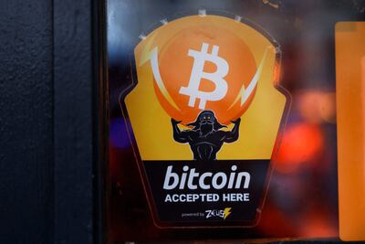 NEW YORK, NEW YORK - FEBRUARY 29: A Bitcoin Accepted Here sticker is seen at Pubkey Bar on February 29, 2024 in New York City. The price of bitcoin reached $63,000 on Wednesday for the first time since the peak of the last bull market in November 2021, which coincided with the U.S. traded spot ETFs. Michael M. Santiago/Getty Images/AFP (Photo by Michael M. Santiago / GETTY IMAGES NORTH AMERICA / Getty Images via AFP)