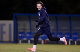 Matías Galarza, en el entrenamiento de la selección paraguaya.