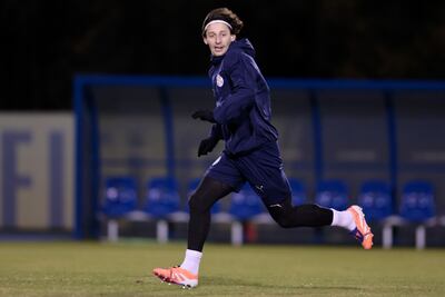 Matías Galarza, en el entrenamiento de la selección paraguaya.