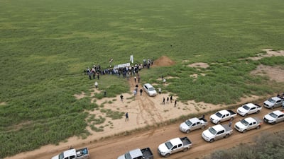 Vista área de una de las parcelas de soja que se visitó en el Rally de la Soja 2023.