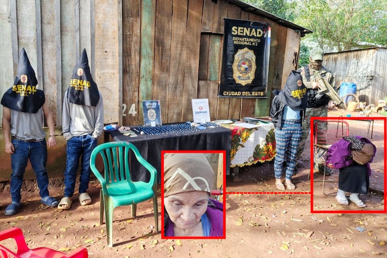 Hipólita Penayo Mendieta, alias Abuelita, en recuadros rojos, principal detenida en la operación Matriarcado de la Senad.