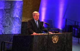 António Guterres, Secretario General de la ONU, habla en ocasión de Día Internacional de la Mujer 2025 (AFP)