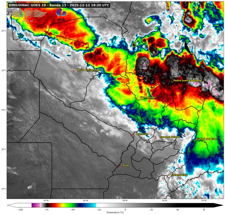 Núcleos de tormentas sobre el territorio nacional.