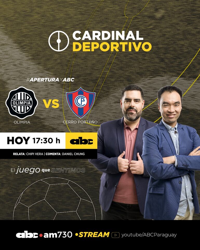 Olimpia vs. Cerro Porteño, por ABC Cardinal 730 AM y ABC Paraguay en Youtube.
