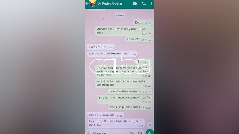 Conversacion entre Pedro Ovelar, abogado de Horacio Cartes y el fiscal Aldo Cantero