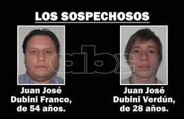 Juan José Dubini Franco y Juan José Dubini Verdún, buscados por carga récord de cocaína incautada en Fernando de la Mora.
