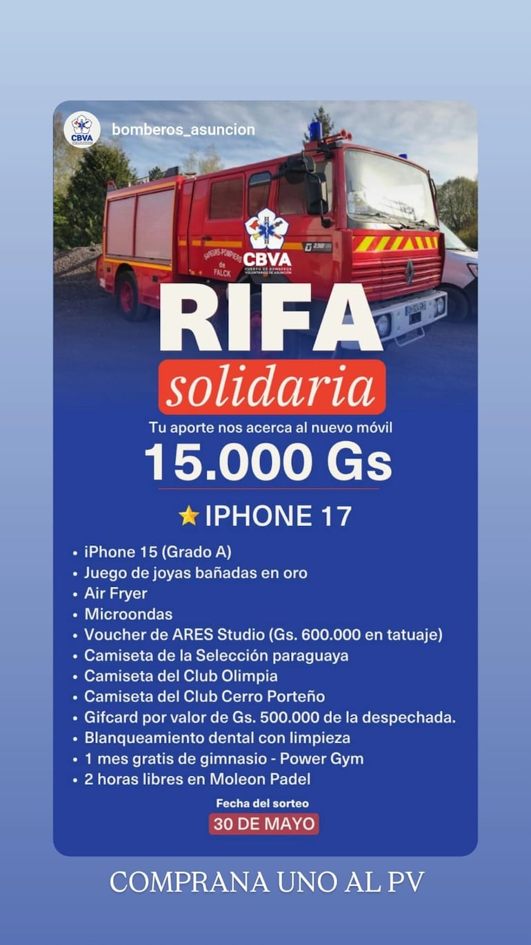 Premios de la rifa.