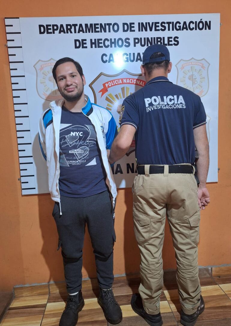 Gustavo Andrés Giménez González, arrestado por un caso de robo domiciliario en Caaguazú.