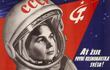 Valentina Tereshkova, la primera mujer en el espacio y cosmonauta pionera, en un póster soviético conmemorando su histórico vuelo Vostok 6. Su audacia inspiró a una nación y al mundo