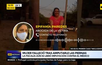 Mujer falleció tras amputarle las piernas