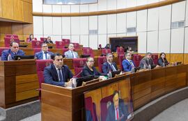 Miguel Marecos y otros candidatos asisten a una audiencia pública organizada por la comisión de Asuntos Constitucionales del Senado para llenar la vancancia en la Defensoría del Pueblo.
