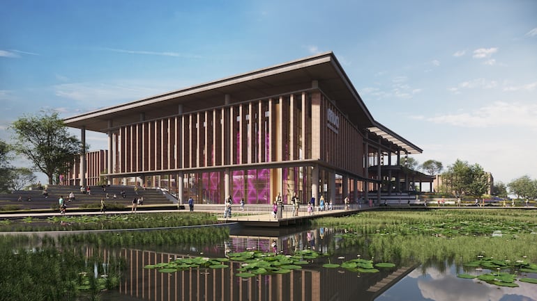 Diseño que cómo será el futuro Museo del MuCi en la Costanera de Asunción.