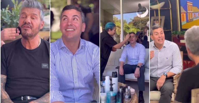 Santiago Peña y el conductor argentino Marcelo Tinelli. (Foto de archivo.)