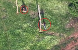 Imagen aérea de supuestos campesinos disparando desde un área boscosa