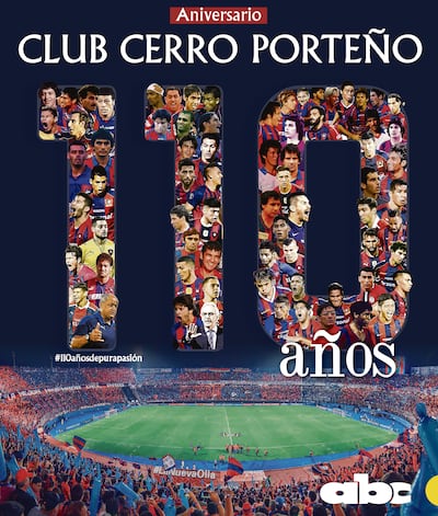 Figuras del pasado y el presente con La Nueva Olla en esta composición gráfica de nuestro diario por los 110 años de Cerro Porteño.