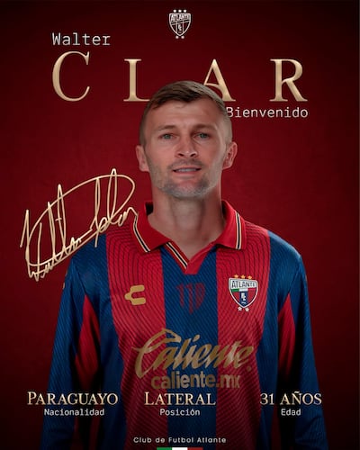 Walter David "Chila" Clar Fritz (31 años), surgido en Olimpia, es una de las incorporaciones del Atlante, en su retorno al circuito superior mexicano.