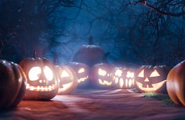 Decoración de Halloween con calabazas
