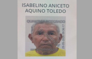 Documento de identificación con nombre de Isabelino Aniceto Aquino Toledo y número de identificación visible.