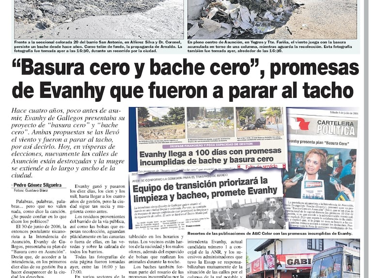 Publicación sobre las promesas electorales de Evanhy de Gallegos.