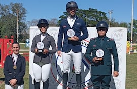 Mariana Babuglia (4ª), Giuliana Tewes (2ª), Ricardo Schweizer campeón y el Tte. 1° Juan Carlos Melgarejo, los laureados en la categoría Media Estrella.;
