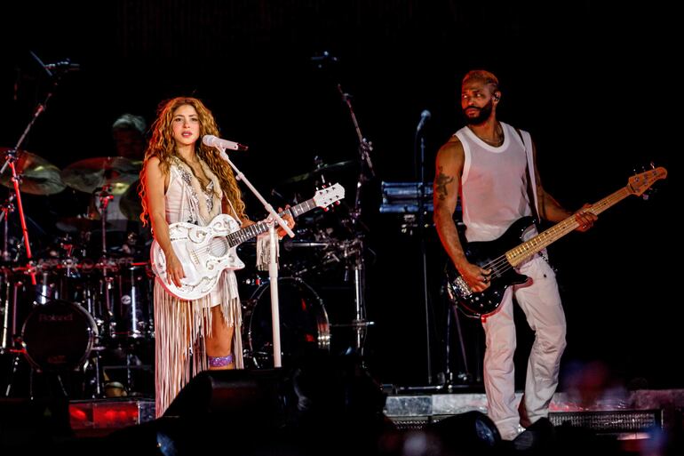 Shakira durante una de sus presentaciones en Lima, Perú.