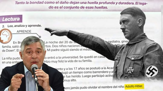 Composición digital: La polémica lectura sobre el nazismo incluida en los materiales del MEC confronta al ministro Luis Ramírez con duros cuestionamientos de diversos sectores