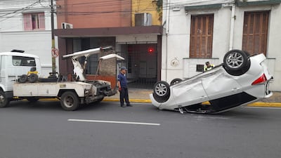 Accidente de tránsito en el microcentro asunceno.