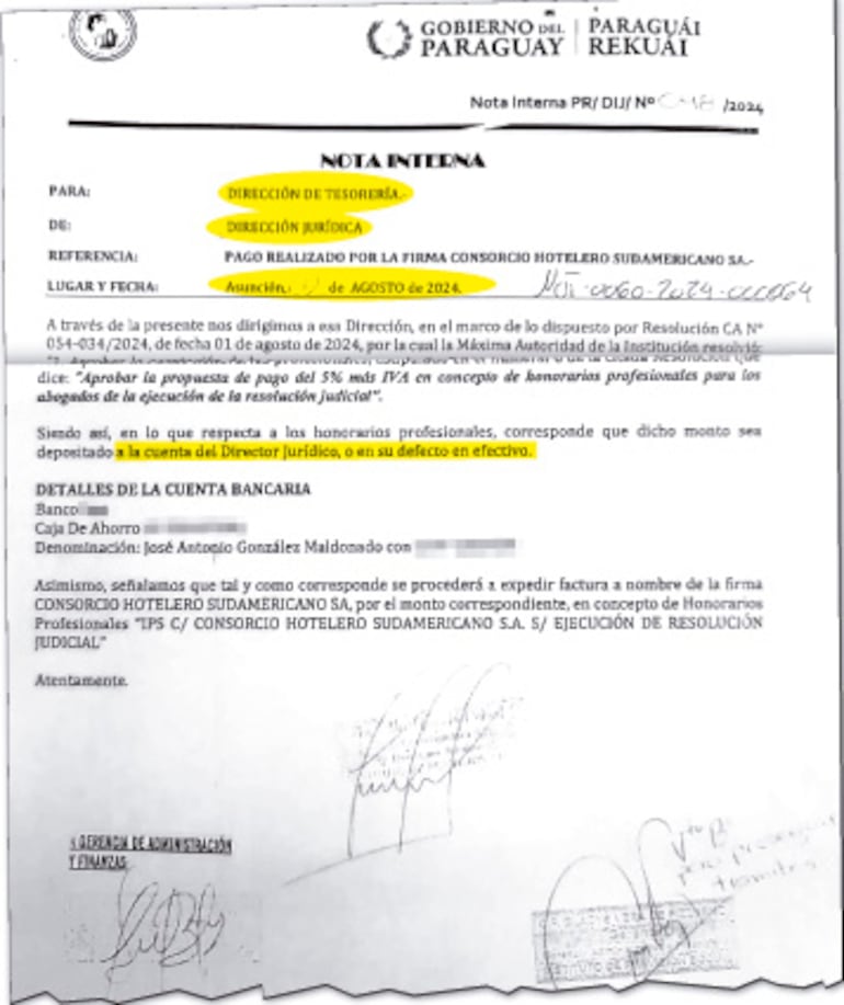 Nota interna firmada por María Graciela Cabral, a cargo del mismísimo González Maldonado.