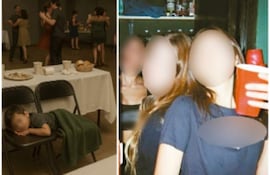 Estudiantes sentados alrededor de una mesa en un restaurante, conversando con tranquilidad sobre el proyecto de ley.