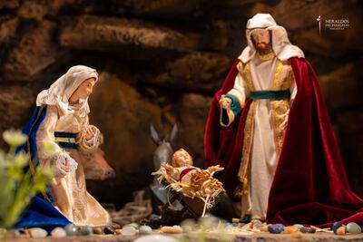 Escena del nacimiento de Jesús, en el pesebre de la congregación de los Heraldos del Evangelio.