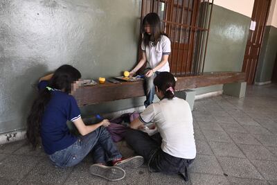 Almuerzo escolar en el Colegio Presidente Franco de Asunción. 