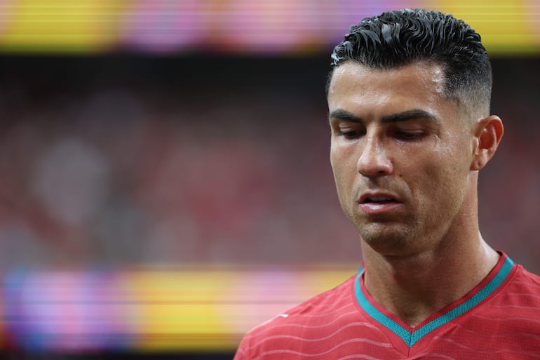 Una imagen vale más que mil palabras. El desencanto de Cristiano Ronaldo luego del empate de Portugal contra RD Congo.