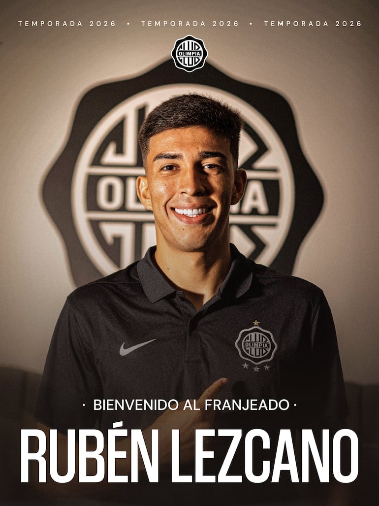Con esta imagen, Olimpia anunció oficialmente la llegada del volante ofensivo, Rubén Dario Lezcano Portillo, de 22 años, tras su paso reciente por Fluminense de Brasil.