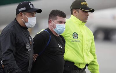 Francisco Correa Galeano (c) en junio de 2022, luego de su detención en Colombia.