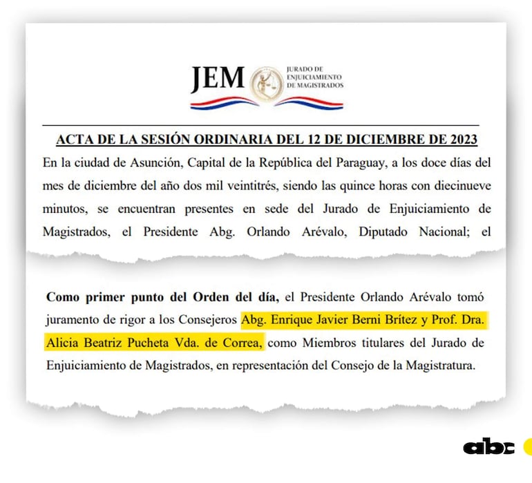 El presidente Orlando Arévalo tomó juramento a Abg. Enrique Javier Berni Brítez y Prof. Dra. Alicia Beatriz Pucheta en Asunción.
