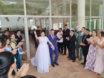 Blanca Duarte y José Luis Aguilar se convirtieron en la primera pareja en contraer matrimonio en el nuevo templo del Santuario Diocesano Virgen del Paso