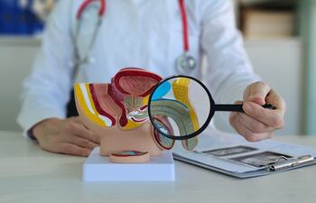 Hombre en el urólogo.