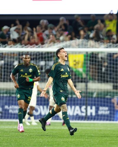 Matías Nicolás Rojas Romero (29 años), en el festejo de su gol para el Portland Timbers.