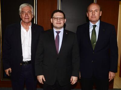 Carlos Jorge Biedermann, el Lic, Óscar Orué y Robert Bosch.