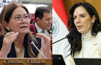 La diputada cartista Cristina Villalba y la ministra de Obras Públicas, Claudia Centurión.